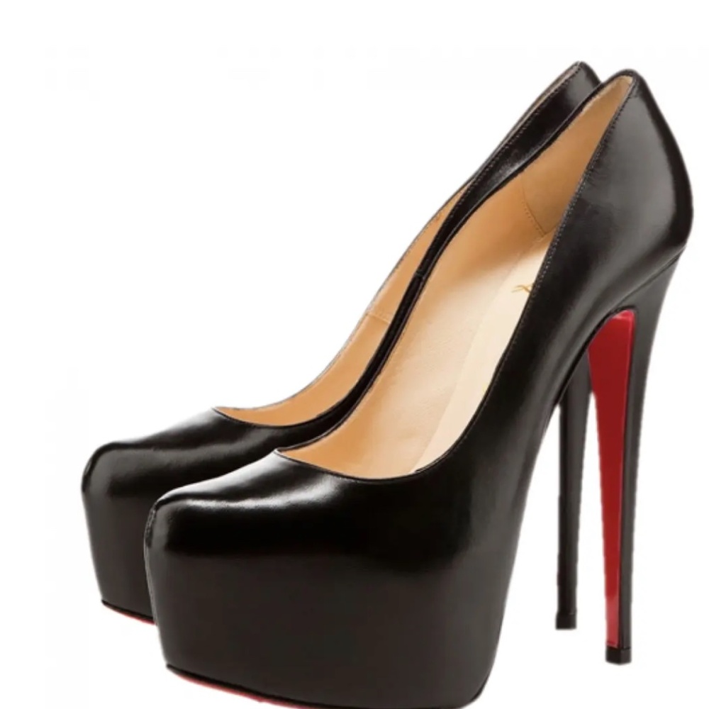 Christian Louboutin Black Leather Daffodile Platform Pumps size 39.5